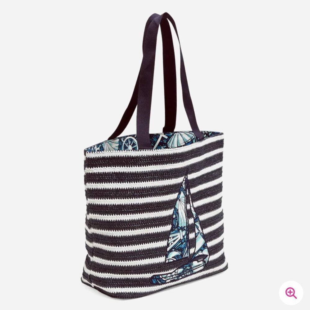 Vera Bradley Straw Tote Bag Shore Enough NWT - Picture 2 of 6